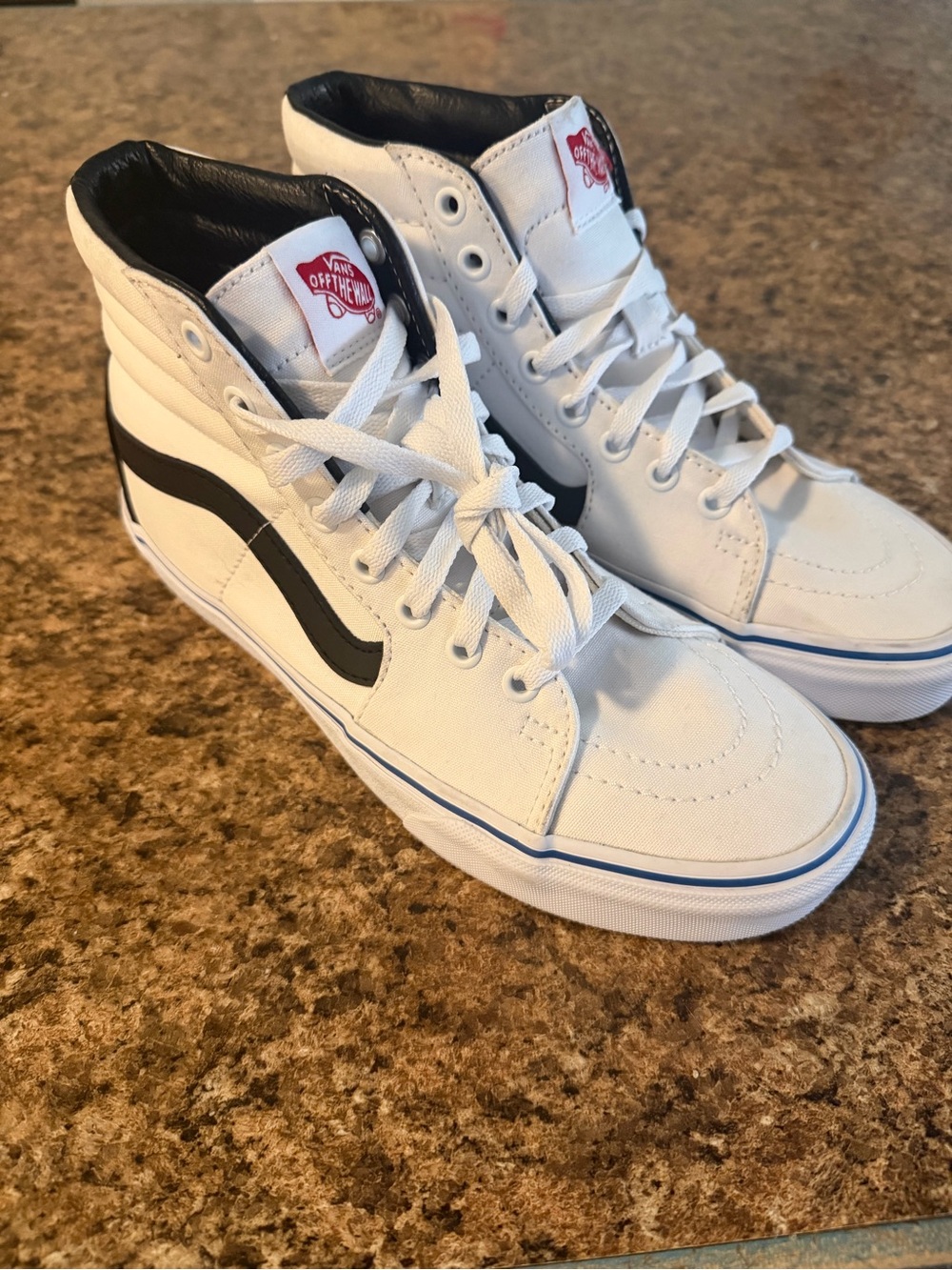 Vans Customs Sk8-hi White/Black Shoes!!(Women’s size 8.5)